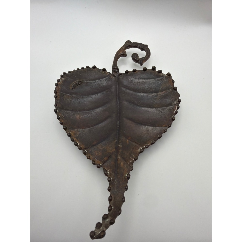 Antique WMF Art Nouveau Leaf Trinket Dish Ostrich Cartouche Hallmark Cast Metal